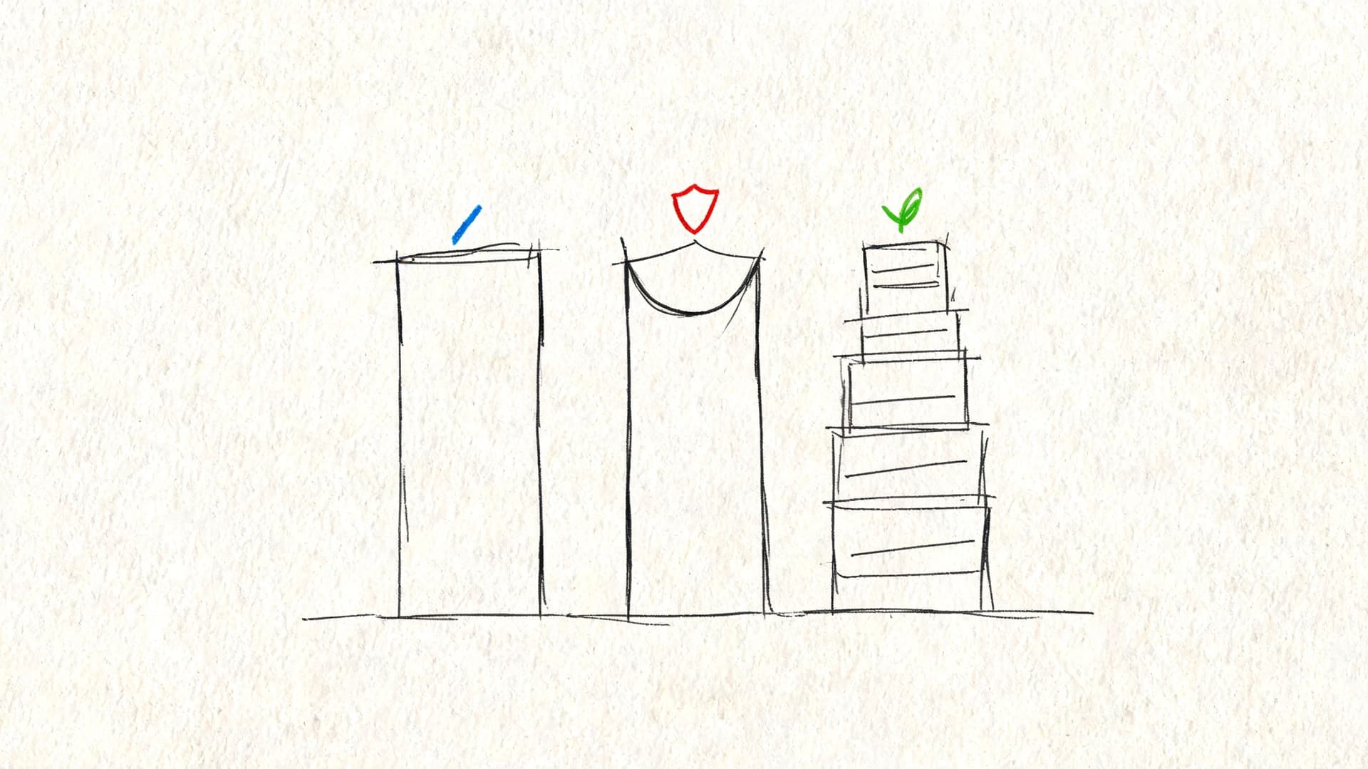 Dessin au trait montrant trois types de structures pour illustrer la gestion des réclamations clients.