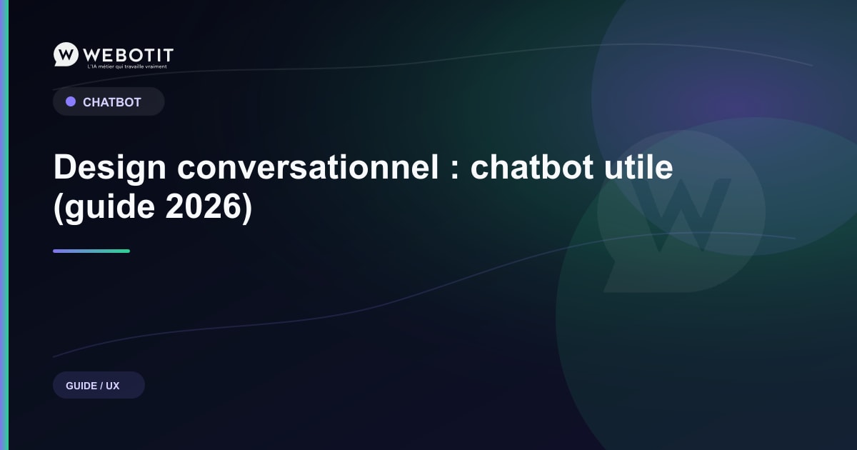 Design conversationnel : chatbot utile (guide 2026) | Webotit.ai
